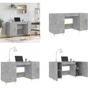 vidaXL - Bureau - 140x50x75 - cm - bewerkt - hout - betongrijs