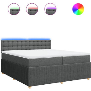 vidaXL - Boxspring - met - matras - stof - donkergrijs - 200x200 - cm