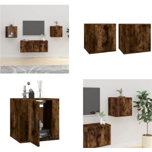 vidaXL Tv-wandmeubels 2 st 40x34,5x40 cm gerookt eikenkleurig - Tv-kast - Tv-kasten - Televisiekast - Bijzetkast