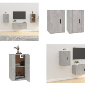 vidaXL Tv-wandmeubels 2 st 40x34,5x60 cm betongrijs - Tv-kast - Tv-<a title="kast vergelijken" href="https://furn.nl/kasten">kasten</a> - Televisiekast - Bijzetkast