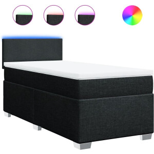 vidaXL - Boxspring - met - matras - stof - zwart - 80x200 - cm