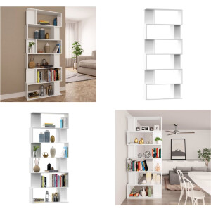 vidaXL Boekenkast / kamerscherm 80x24x192 cm bewerkt hout wit - Boekenkast - Boekenkasten - Boekenschap - Boekenschappen