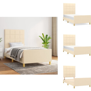 vidaXL Bedframe Met Hoofdeinde - Bedframes Met Hoofdeindes - Bed - Slaapmeubel - Bedframe zonder matras 80x200 cm stof crèmekleurig