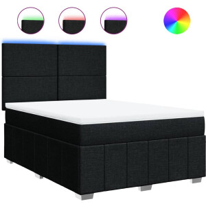 vidaXL - Boxspring - met - matras - stof - zwart - 160x200 - cm