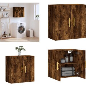 vidaXL - Wandkast - 60x31x60 - cm - bewerkt - hout - gerookt - eikenkleurig