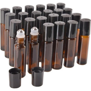Rollerflesjes Glas 10ml Leeg 50 stuks - Roll-on, Bruin Glas Rollerflesje - Etherische Olie - Parfumrollers - RVS Bal