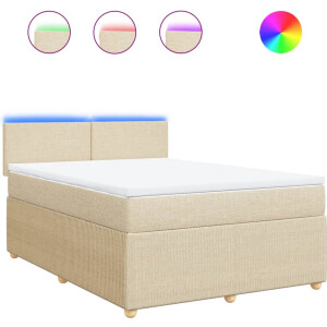 vidaXL - Boxspring - met - matras - stof - crèmekleurig - 160x200 - cm