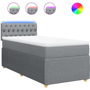 vidaXL - Boxspring - met - matras - stof - lichtgrijs - 90x190 - cm