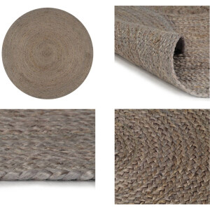 vidaXL Vloerkleed handgemaakt rond 90 cm jute grijs - Tapijt - Tapijten - Kleed - Kleden