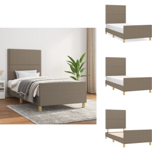 vidaXL Bedframe Met Hoofdeinde - Bedframes Met Hoofdeindes - Bed - Slaapmeubel - Bedframe zonder matras 90x200 cm stof taupe