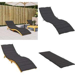 vidaXL Ligbedkussen 200x50x3 cm oxford stof zwart - Ligbedkussen - Ligbedkussens - Kussen Loungekussen - Stoelkussen