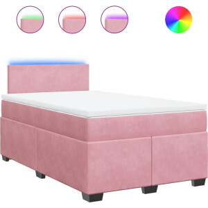 vidaXL - Boxspring - met - matras - fluweel - roze - 120x200 - cm
