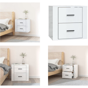 vidaXL - Nachtkastje - wandgemonteerd - 50x36x47 - cm - hoogglans - wit