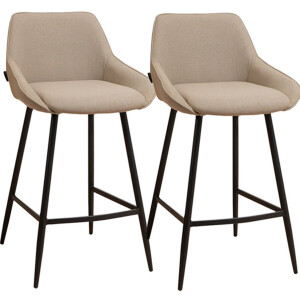 Bronx71® Scandinavische barkruk Lova gerecyclede stof taupe 68 cm - Barkrukken set van 2 - barstoel