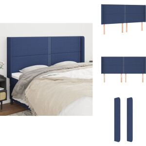 vidaXL Hoofdbord - Hoofdborden - Hoofdeinde - Houten Hoofdbord - Hoofdbord met randen 183x16x118/128 cm stof blauw
