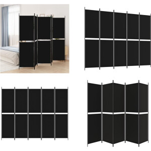 vidaXL Kamerscherm met 5 panelen 250x200 cm stof zwart - Kamerscherm - Kamerschermen - Scheidingswand - Ruimteverdeler