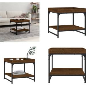 vidaXL Salontafel 49,5x49,5x45 cm bewerkt hout bruin eikenkleur - Salontafel - Salontafels - Bijzettafel - Banktafel