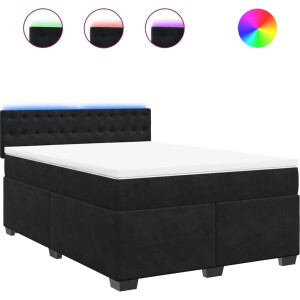 vidaXL - Boxspring - met - matras - fluweel - zwart - 160x200 - cm