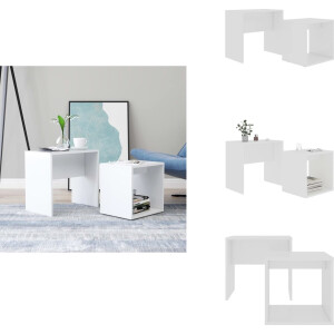 vidaXL In Elkaar Passend Tafeltje - In Elkaar Passende Tafeltjes - Tafeltjesset - Tafeltjessets - Salontafelset 48x30x45 cm bewerkt hout wit