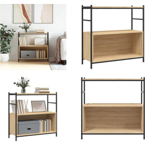 vidaXL - Boekenrek - 80x30x78,5 - cm - bewerkt - hout - en - ijzer - sonoma - eikenkleur