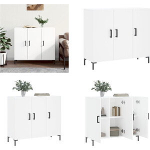 vidaXL Dressoir 90x34x80 cm bewerkt hout wit - Dressoir - Dressoirs - Kast - Wandkast