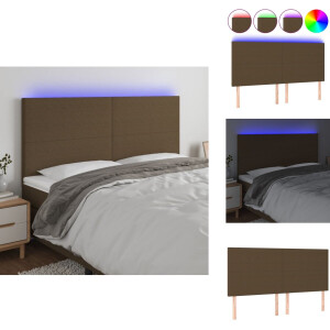 vidaXL Hoofdbord - Hoofdborden - Hoofdeinde - Houten Hoofdbord - Hoofdbord LED 200x5x118/128 cm stof donkerbruin
