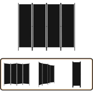 vidaXL Kamerscherm 4 panelen 200x180 cm zwart Kamerscherm - Scheidingswand - Privacy Screen - Ruimteverdeler - Decoratief Scherm