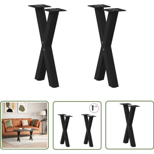 vidaXL Salontafel Poten Zwart - Salontafel Potten - Salontafelpoten 2 st X-vormig 28x(42-43) cm staal zwart - Tafelpoten - Robuuste Tafelpoten - Industriële Tafelpoten