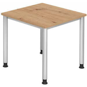 HILO 8 S | Bureau - 80 x 80 Tafelhoogte I In hoogte verstelbaar Knoestige Eiken