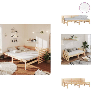 vidaXL Bedbank - Bedbanken - Bed Bank - Bed Banken - Slaapbank uitschuifbaar massief grenenhout 2x(90x200) cm