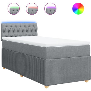 vidaXL - Boxspring - met - matras - stof - lichtgrijs - 100x200 - cm