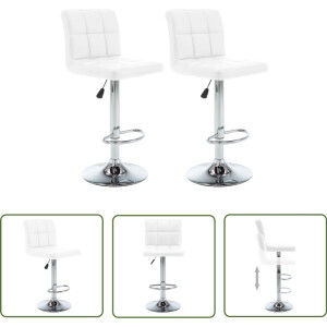 vidaXL Barkrukken - Kunstleer Wit - Set van 2 Barstoel - Barkruk - Keukenstoel - Eetkamerstoel - Design Stoel