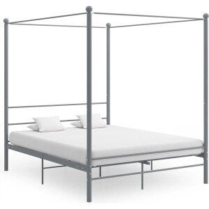 vidaXL - Hemelbedframe - metaal - grijs - 160x200 - cm