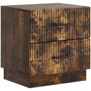 vidaXL - Nachtkastje - Gerookt - eiken - 43 - x - 34,5 - x - 44,5 - cm - Bewerkt - hout