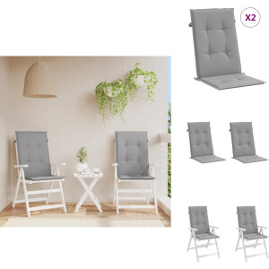 vidaXL Kussen - <a title="kussens vergelijken" href="https://furn.nl/kussens">kussens</a> - Zitkussen - Stoelkussen - Tuinstoelkussens rugleuning 2 st 120x50x3 cm stof grijs
