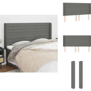 vidaXL Hoofdbord - Hoofdborden - Hoofdeinde - Houten Hoofdbord - Hoofdbord met randen 163x16x118/128 cm stof donkergrijs
