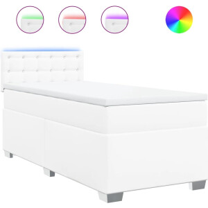 vidaXL - Boxspring - met - matras - kunstleer - wit - 90x200 - cm