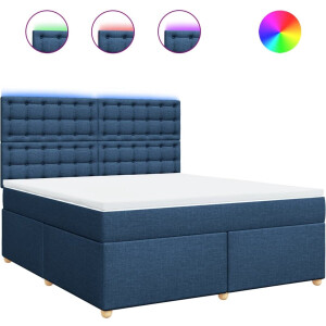 vidaXL - Boxspring - met - matras - stof - blauw - 180x200 - cm