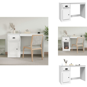 vidaXL Bureau - Bureaus - Houten Bureau - Schrijftafel - Bureau met lade 115x50x75 cm bewerkt hout wit