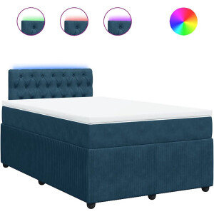 vidaXL - Boxspring - met - matras - fluweel - blauw - 120x200 - cm
