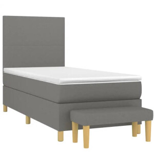 vidaXL - Boxspring - met - matras - stof - donkergrijs - 80x200 - cm
