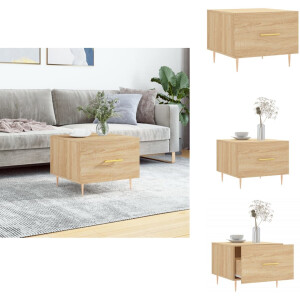 vidaXL Salontafel - Salontafels - Bijzettafel - Banktafel - Salontafel 50x50x35 cm bewerkt hout sonoma eikenkleurig