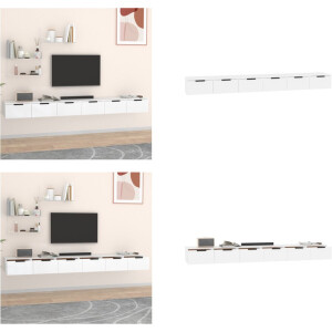 vidaXL - Wandkasten - 2 - st - 102x30x20 - cm - bewerkt - hout - wit