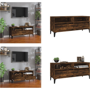 vidaXL Tv-meubel 100x34,5x44,5 cm bewerkt hout gerookt eikenkleurig - Tv-kast - Tv-<a title="kast vergelijken" href="https://furn.nl/kasten">kasten</a> - Tv Kast - Tv Meubel