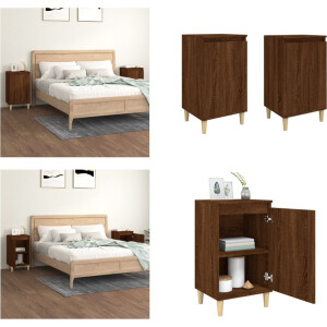 vidaXL Nachtkastjes 2 st 40x35x70 cm bewerkt hout bruin eikenkleur - Nachtkastje - Nachtkastjes - Nacht Kastje - Kastje