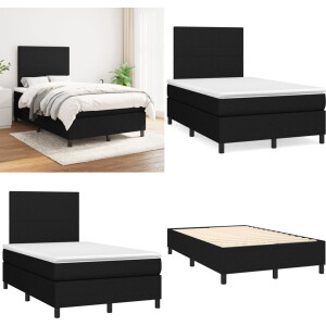 vidaXL Boxspring met matras stof zwart 120x200 cm - Boxspring - Boxsprings - Bed - Slaapmeubel