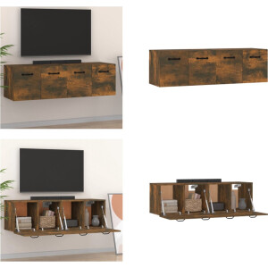 vidaXL Wandkasten 2 st 80x35x36-5 cm bewerkt hout gerookt eikenkleur - Wandkast - Wandkasten - Hangkast - Hangende Kast