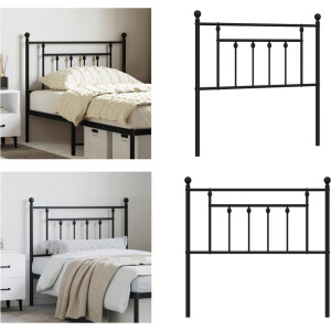 vidaXL Hoofdbord 90 cm metaal zwart - Hoofdbord - Hoofdborden - Hoofdeinde - Metalen Hoofdbord