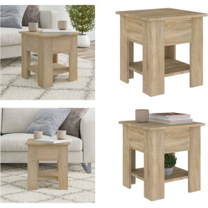 vidaXL Salontafel 40x40x42 cm bewerkt hout sonoma eikenkleurig - Salontafel - Salontafels - Woonkamertafel - Banktafel