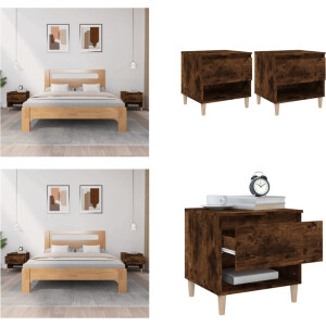 vidaXL Nachtkastjes 2 st 50x46x50 cm bewerkt hout gerookt eikenkleurig - Nachtkastje - Nachtkastjes - Nacht Kastje - Nacht Kastjes